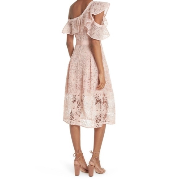 SELF-PORTRAIT Off Shoulder Lace Midi Dress dry cleaned - Picture 2 of 11